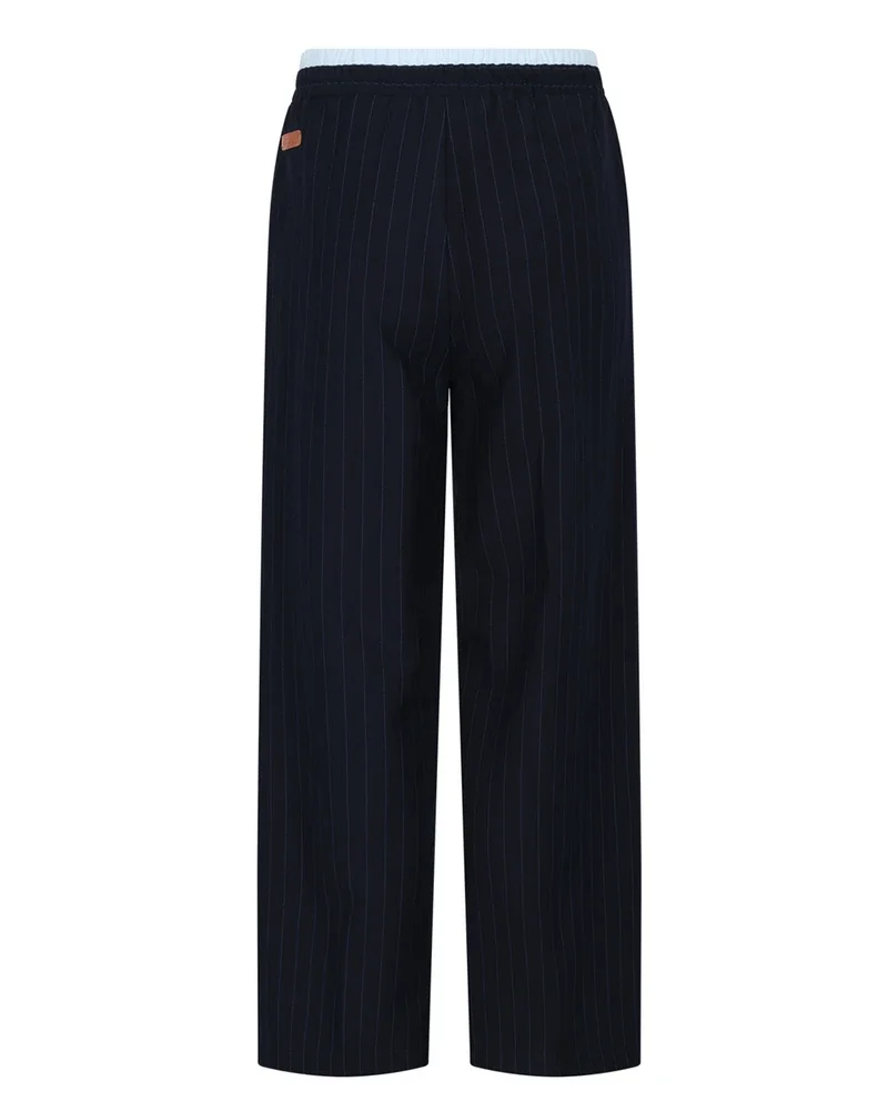 Sarah Pinstripe Pants with contrast waistband Donker Blauw Sarah Pinstripe Pants with contrast waistband Donker Blauw