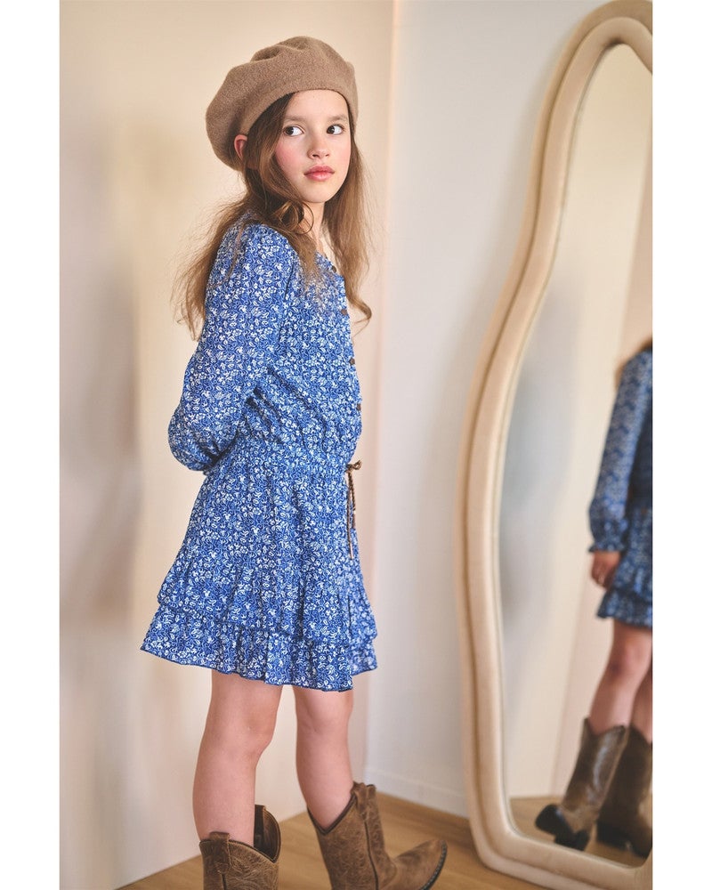 Miggy Japanse Flower AOP Dress Blauw Miggy Japanse Flower AOP Dress Blauw