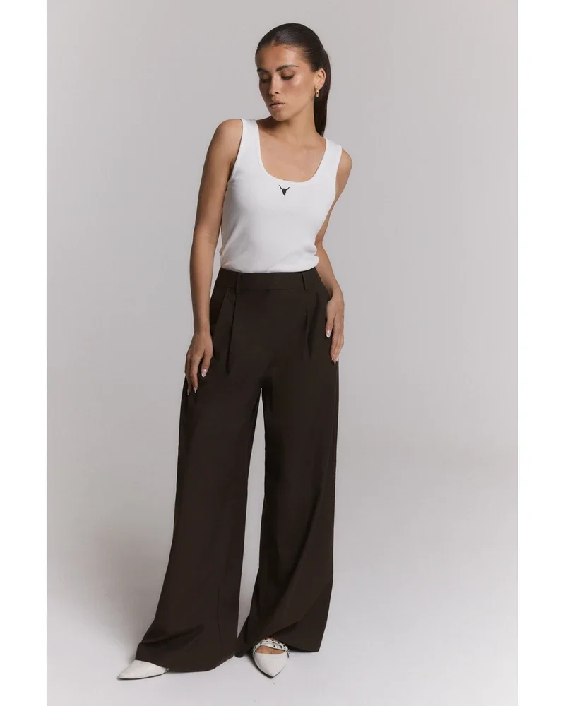 ladies woven wide leg pants Bruin 1 ladies woven wide leg pants Bruin 1