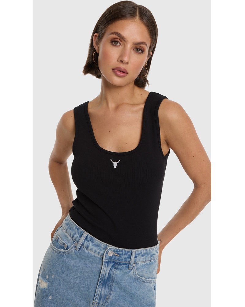 ladies knitted tank top Zwart 1 ladies knitted tank top Zwart 1