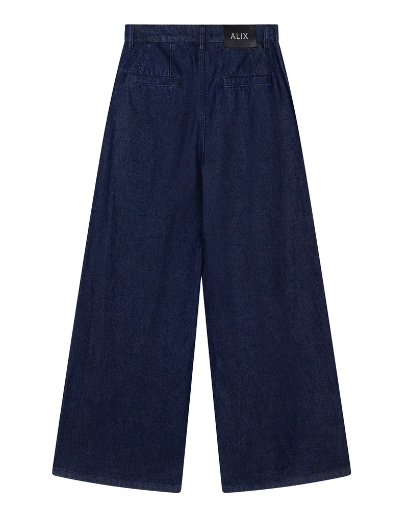 ladies woven wide leg denim pants Blauw ladies woven wide leg denim pants Blauw