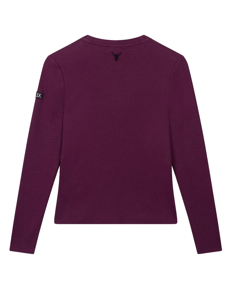 ladies knitted rib longsleeve t-shirt Paars ladies knitted rib longsleeve t-shirt Paars