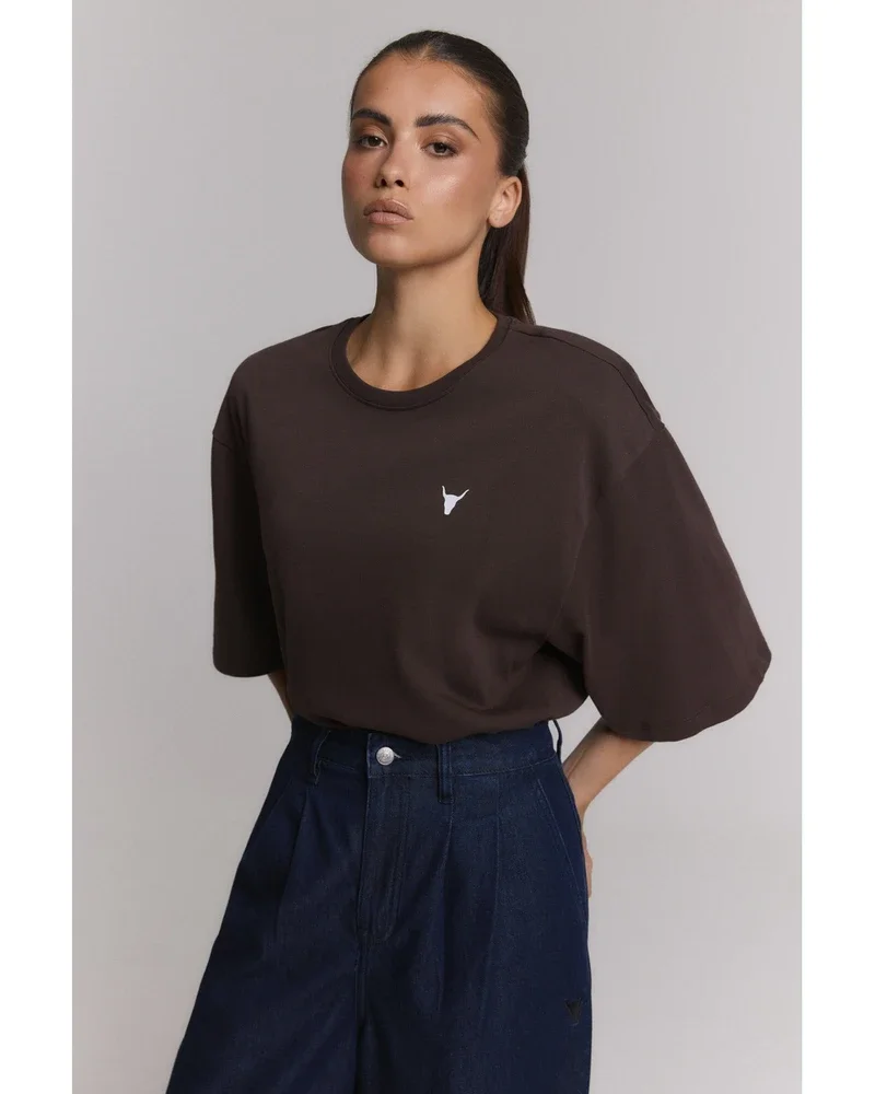 ladies knitted body t-shirt Bruin 1 ladies knitted body t-shirt Bruin 1
