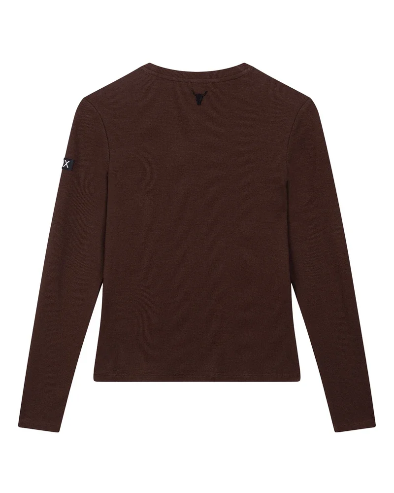 ladies knitted rib longsleeve t-shirt Bruin 1 ladies knitted rib longsleeve t-shirt Bruin 1