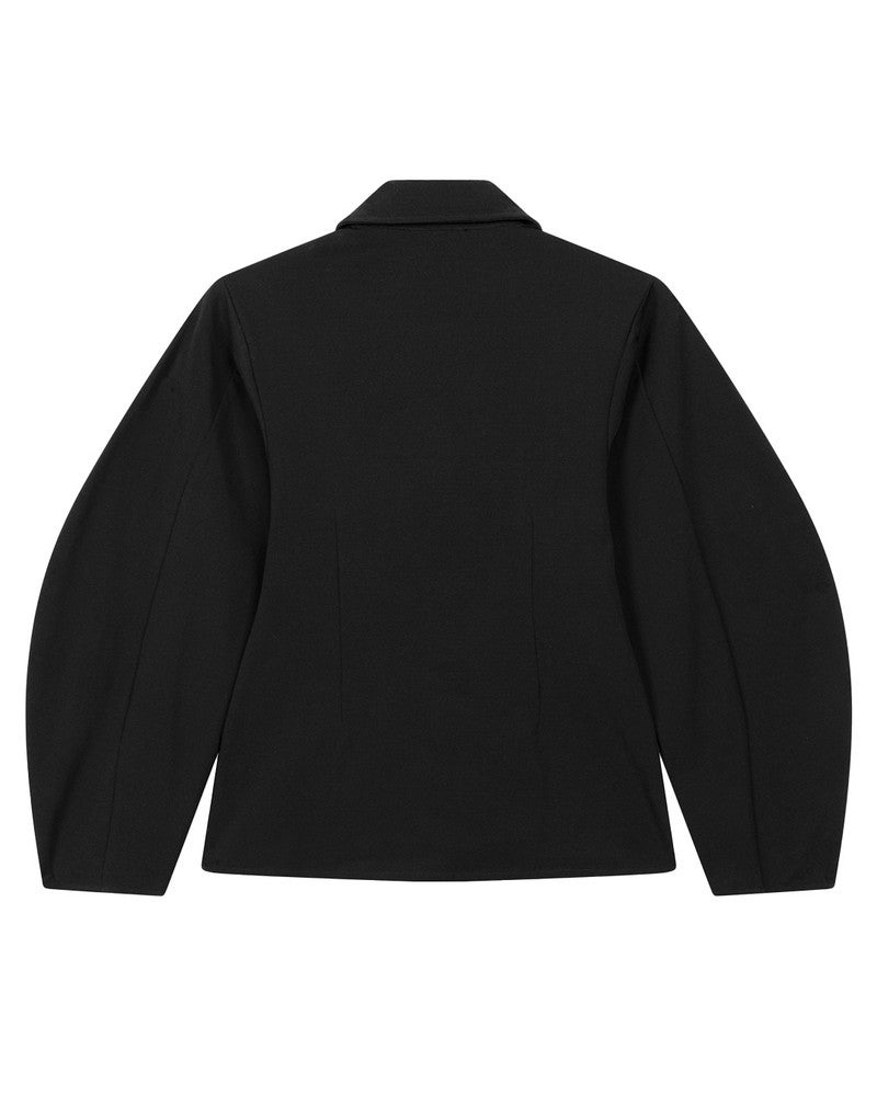 ladies woven balloon blouse LILA Zwart 1 ladies woven balloon blouse LILA Zwart 1