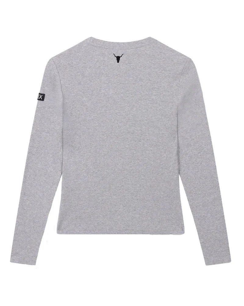 ladies knitted rib longsleeve t-shirt Grijs ladies knitted rib longsleeve t-shirt Grijs