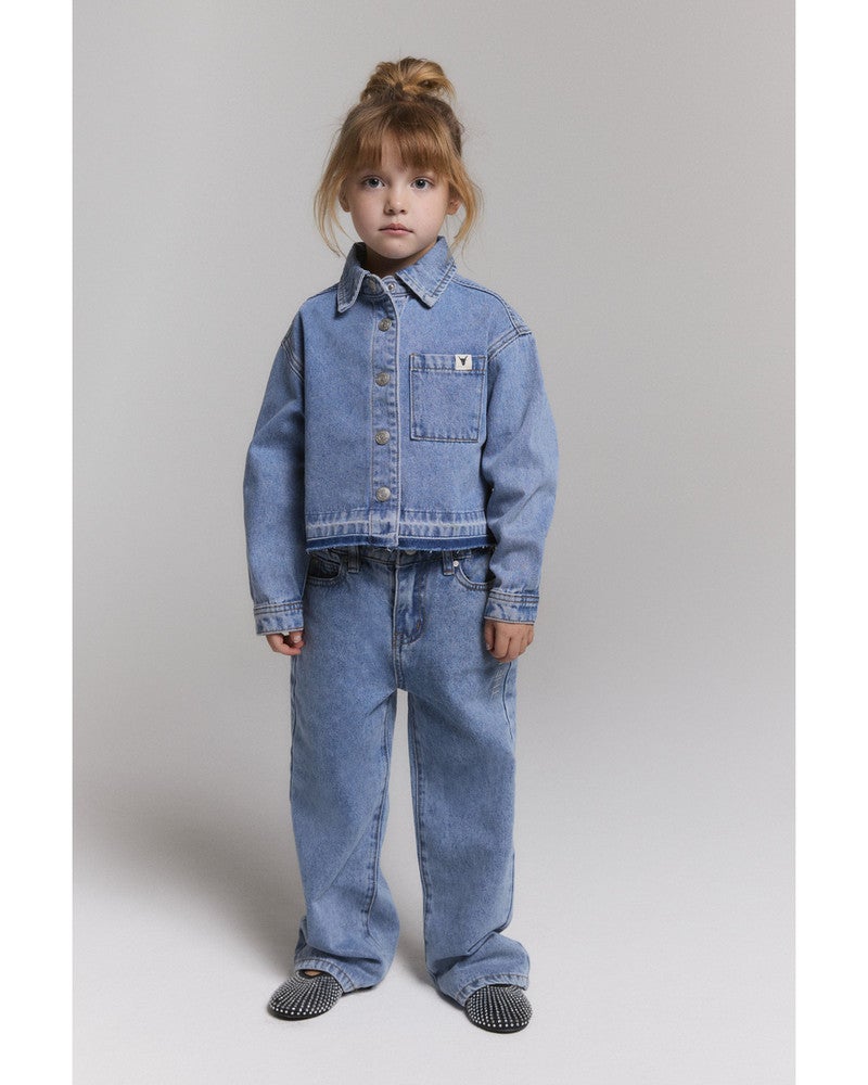 kids woven flowy denim blouse Blauw kids woven flowy denim blouse Blauw