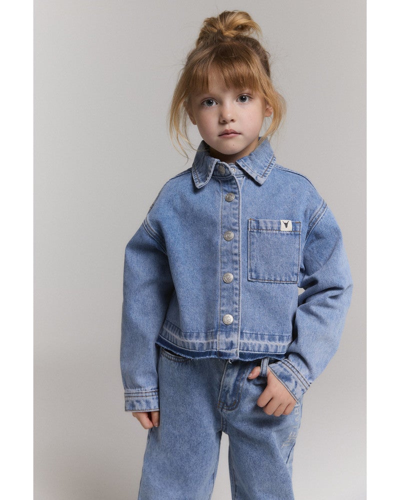 kids woven flowy denim blouse Blauw kids woven flowy denim blouse Blauw