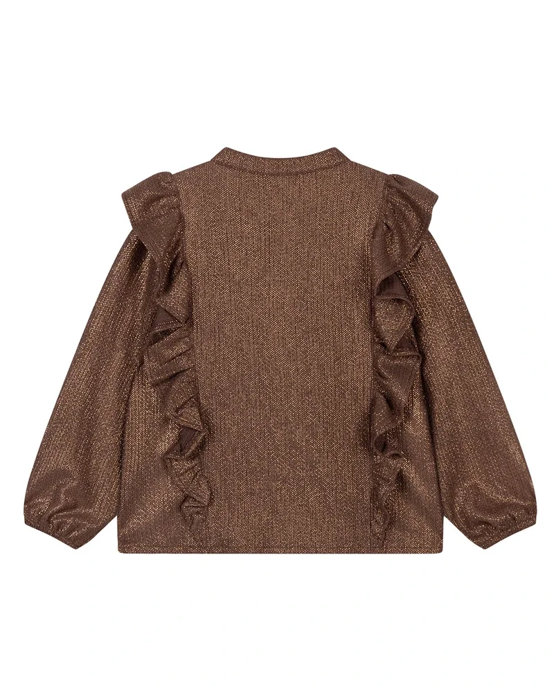 kids knitted shiny ruffle blouse Bruin 1 kids knitted shiny ruffle blouse Bruin 1