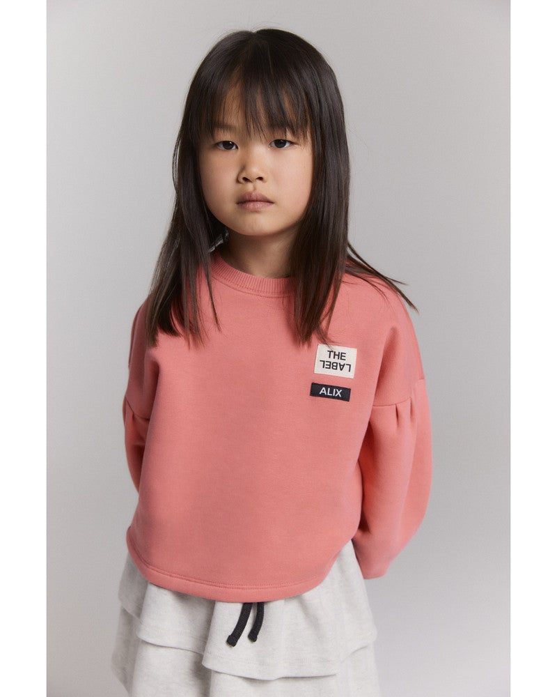 kids knitted cropped sweater Roze kids knitted cropped sweater Roze