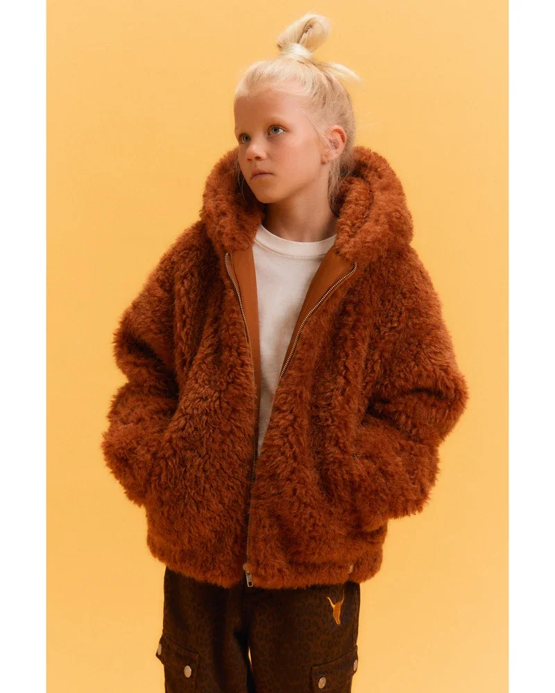 kids woven fur coat Bruin 1 kids woven fur coat Bruin 1