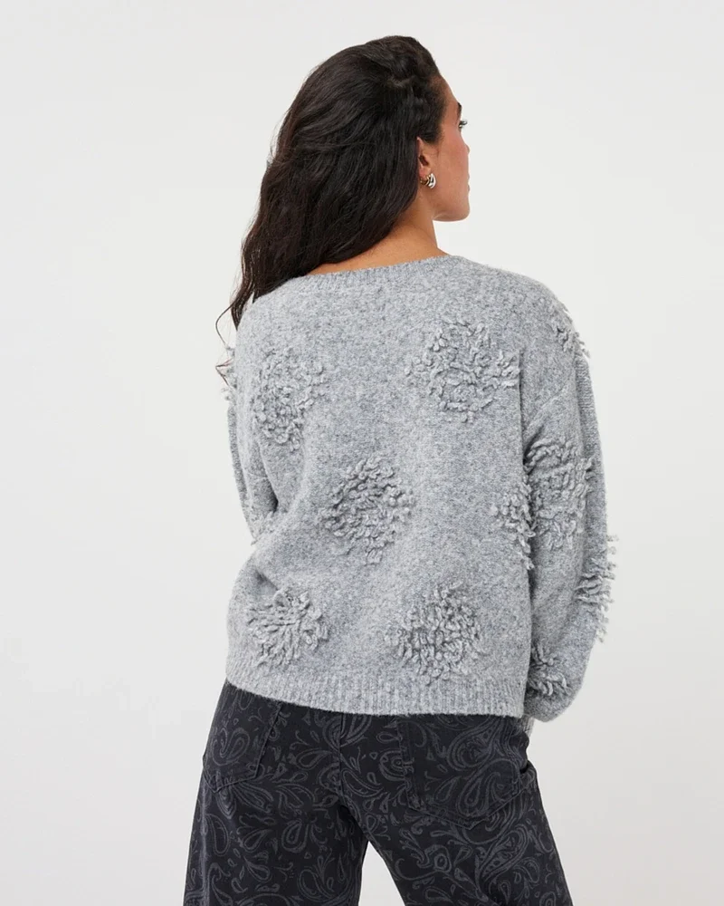 Sweater 3D fringes Grijs Sweater 3D fringes Grijs