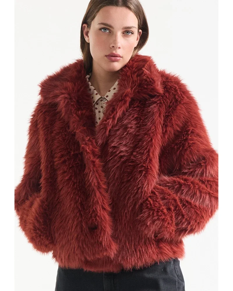 BENTE JASJE FF 279 fake fur button closure Rood BENTE JASJE FF 279 fake fur button closure Rood