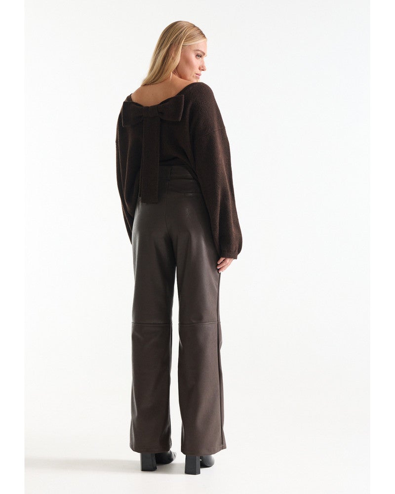 BINA BROEK pu 425 vegan leather wide fit long Bruin 1 BINA BROEK pu 425 vegan leather wide fit long Bruin 1