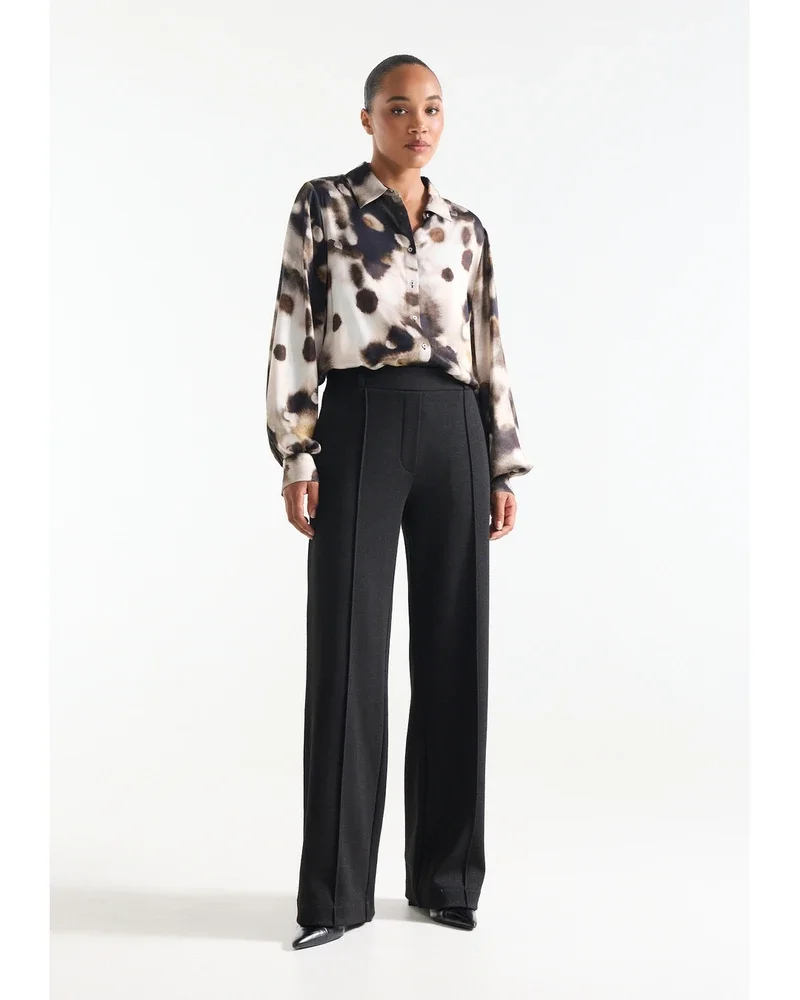 ALEIDIS BROEK hj 404 herringbone jacquard wide leg Zwart 1 ALEIDIS BROEK hj 404 herringbone jacquard wide leg Zwart 1
