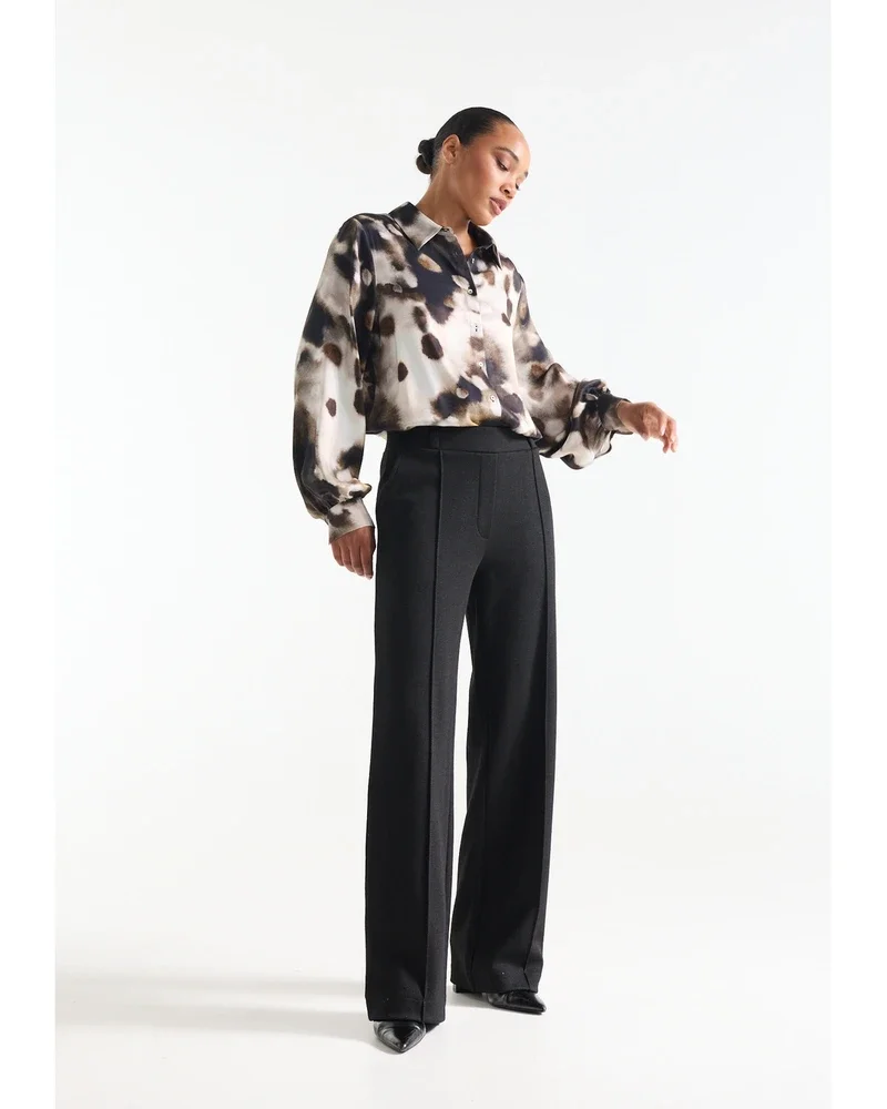 ALEIDIS BROEK hj 404 herringbone jacquard wide leg Zwart 1 ALEIDIS BROEK hj 404 herringbone jacquard wide leg Zwart 1