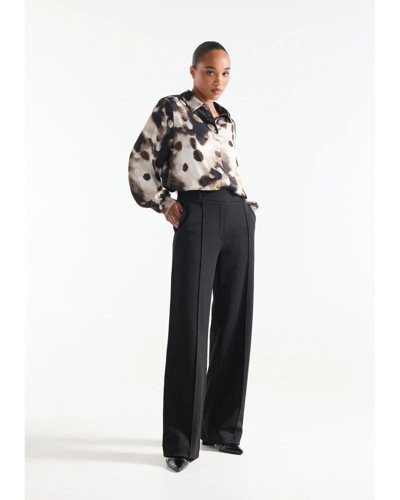 ALEIDIS BROEK hj 404 herringbone jacquard wide leg Zwart 1 ALEIDIS BROEK hj 404 herringbone jacquard wide leg Zwart 1