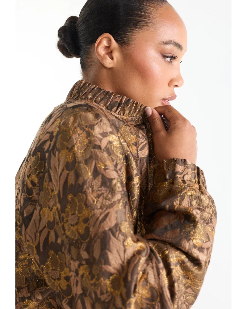ANN JASJE mfj 275 multi flower jacquard zipper closure Camel ANN JASJE mfj 275 multi flower jacquard zipper closure Camel