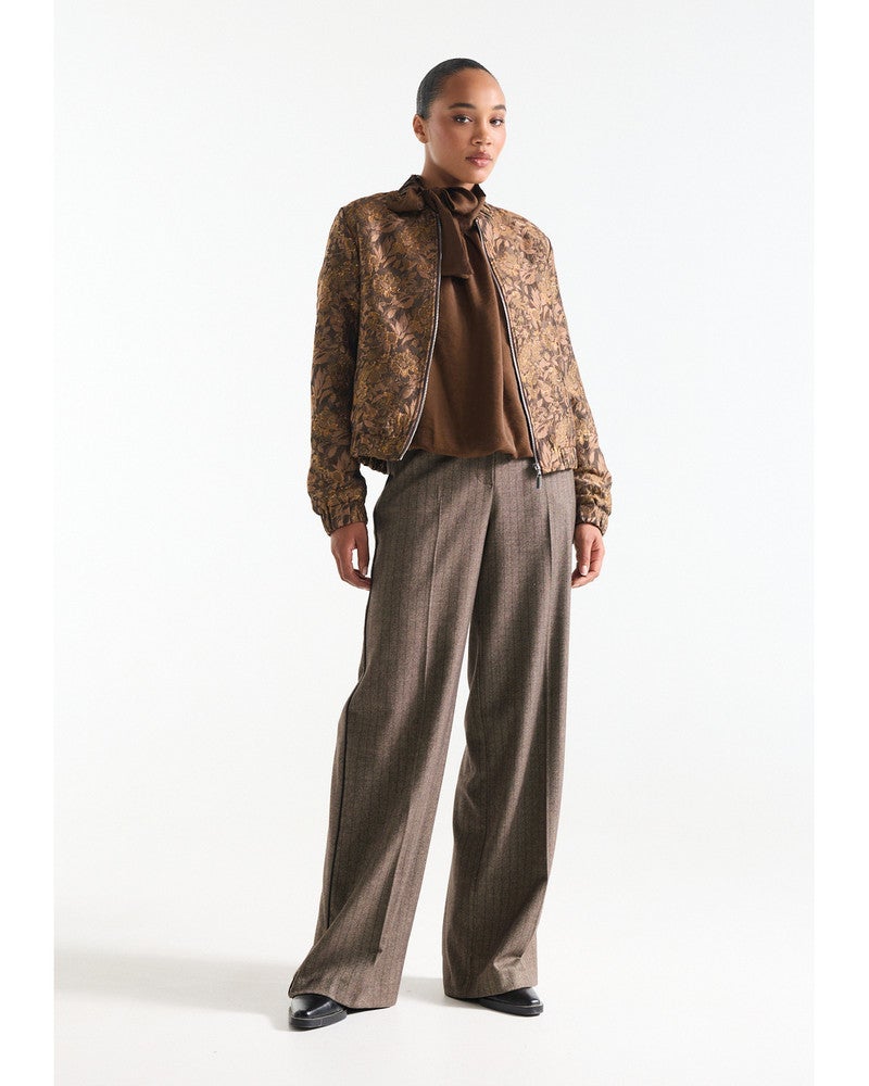 ANN JASJE mfj 275 multi flower jacquard zipper closure Camel ANN JASJE mfj 275 multi flower jacquard zipper closure Camel