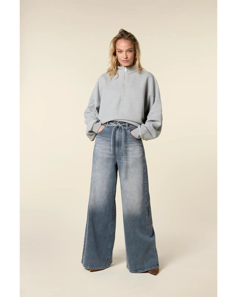 Extra wide leg jeans with double cords Blauw Extra wide leg jeans with double cords Blauw