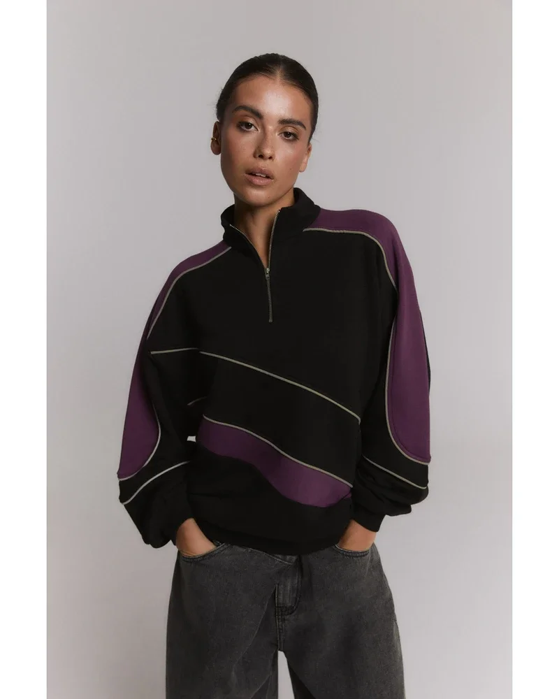 ladies knitted sweater with zipper FADEY Zwart 1 ladies knitted sweater with zipper FADEY Zwart 1