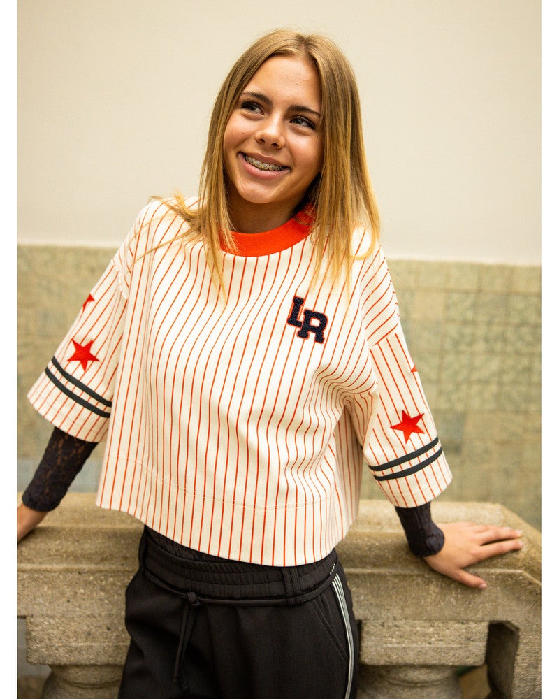 10sixteen Oversized Tee Sporty Stripes Rood 10sixteen Oversized Tee Sporty Stripes Rood