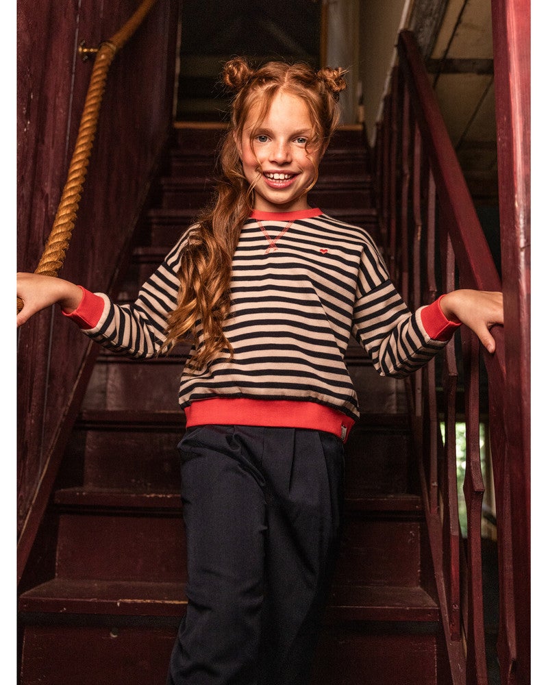 Little stripe sweater backprint Donker Blauw Little stripe sweater backprint Donker Blauw