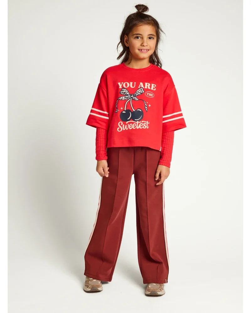 Little interlock T-shirt double layer cherry Rood Little interlock T-shirt double layer cherry Rood