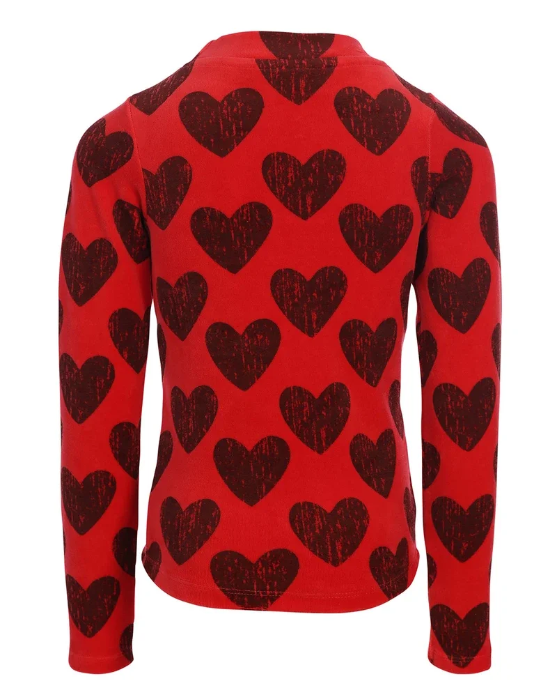 Little printed velvet tee hearts Rood Little printed velvet tee hearts Rood