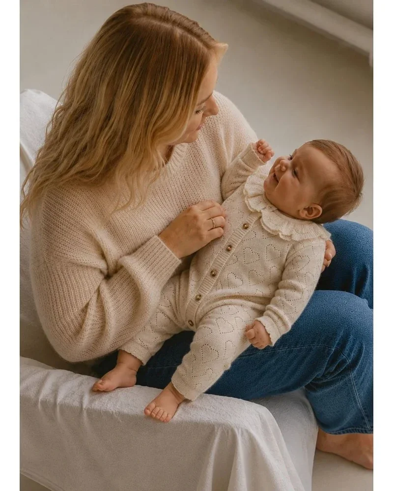 Yoja Knitted Hearts Jumpsuit Ecru Yoja Knitted Hearts Jumpsuit Ecru