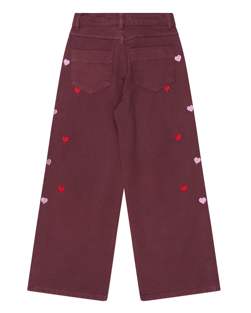 Valentine Wide Fit Jeans Hearts Bordeaux Valentine Wide Fit Jeans Hearts Bordeaux