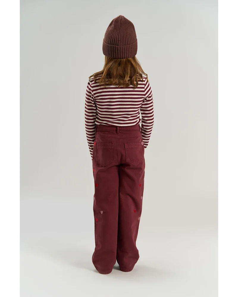 Valentine Wide Fit Jeans Hearts Bordeaux Valentine Wide Fit Jeans Hearts Bordeaux
