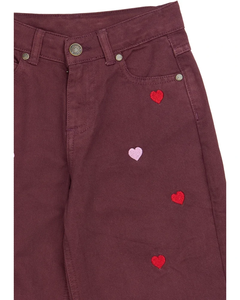 Valentine Wide Fit Jeans Hearts Bordeaux Valentine Wide Fit Jeans Hearts Bordeaux
