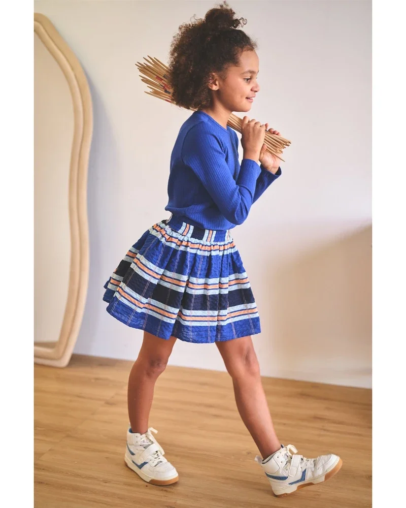 Kyas Rib Jersey Top Blauw Kyas Rib Jersey Top Blauw