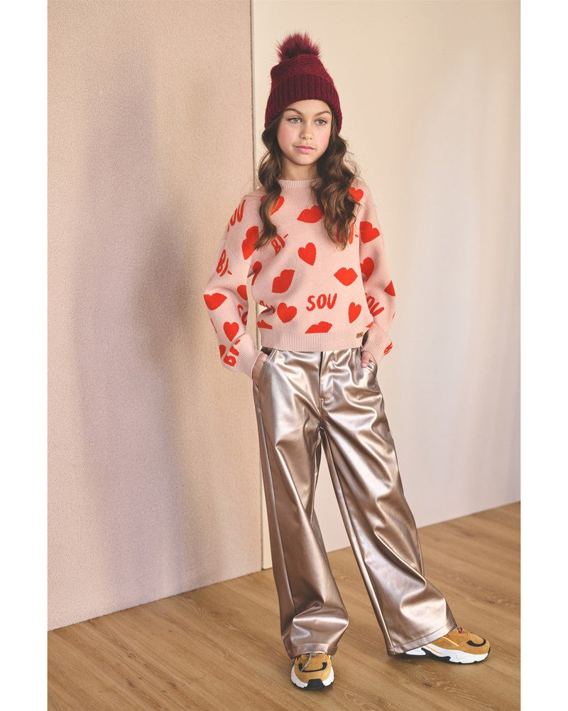 Simoa Shiny Fake Leather Pants Wide Leg Goud Simoa Shiny Fake Leather Pants Wide Leg Goud