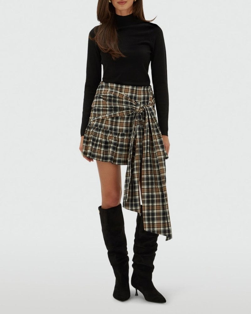 JV-DREYA high-waisted checked mini skirt Zwart 1 JV-DREYA high-waisted checked mini skirt Zwart 1