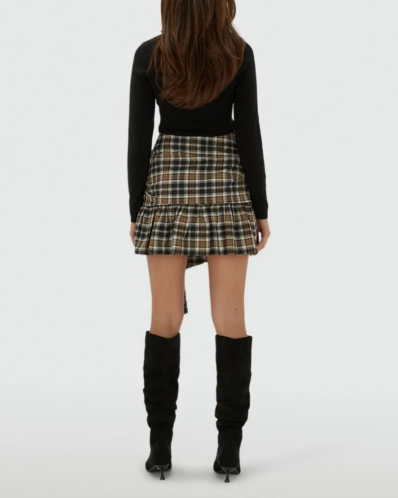 JV-DREYA high-waisted checked mini skirt Zwart 1 JV-DREYA high-waisted checked mini skirt Zwart 1