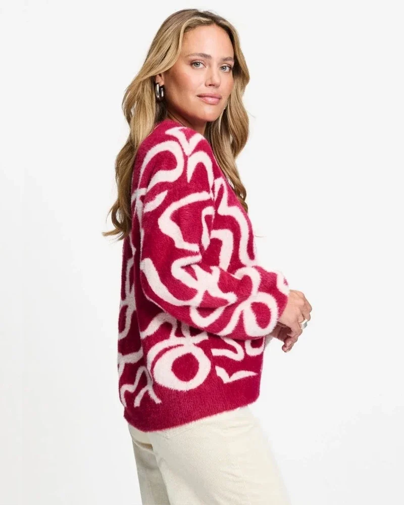 PULLOVER - Frida Bow Burgundy Red Rood PULLOVER - Frida Bow Burgundy Red Rood