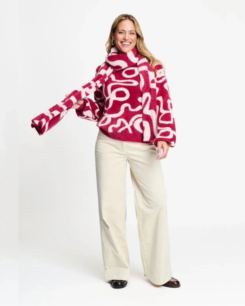 PULLOVER - Frida Bow Burgundy Red Rood PULLOVER - Frida Bow Burgundy Red Rood