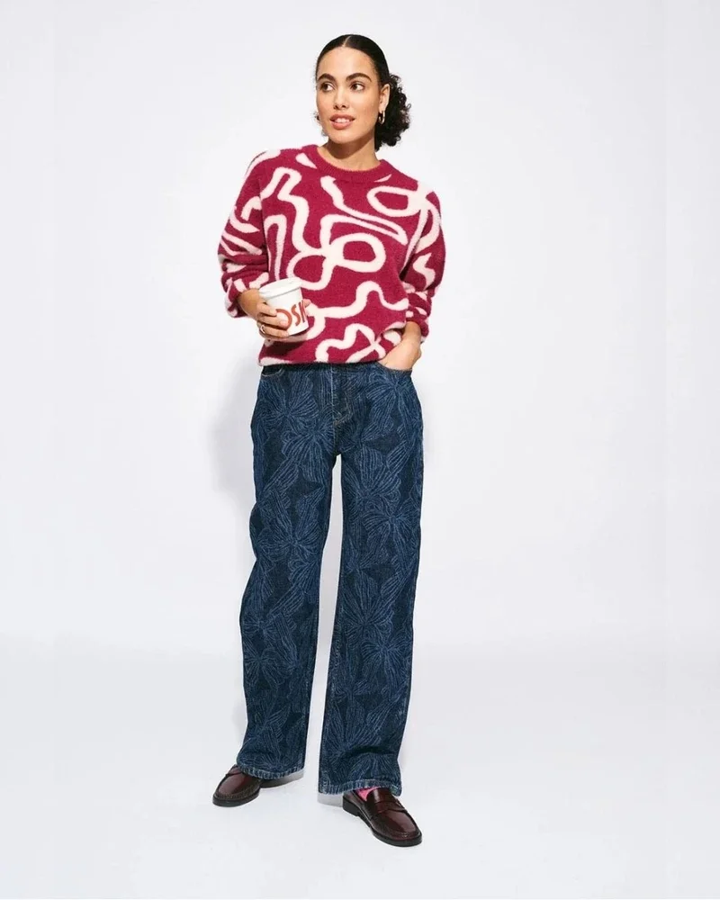 PULLOVER - Frida Bow Burgundy Red Rood PULLOVER - Frida Bow Burgundy Red Rood