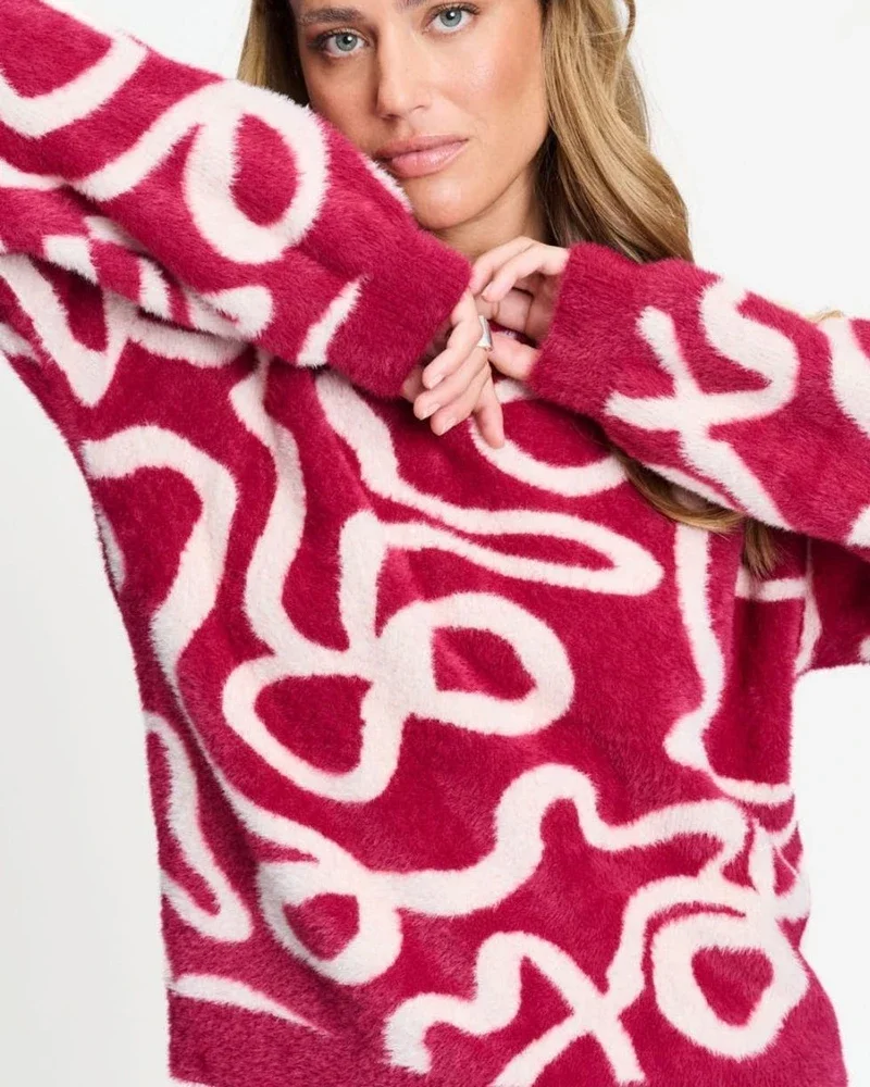 PULLOVER - Frida Bow Burgundy Red Rood PULLOVER - Frida Bow Burgundy Red Rood