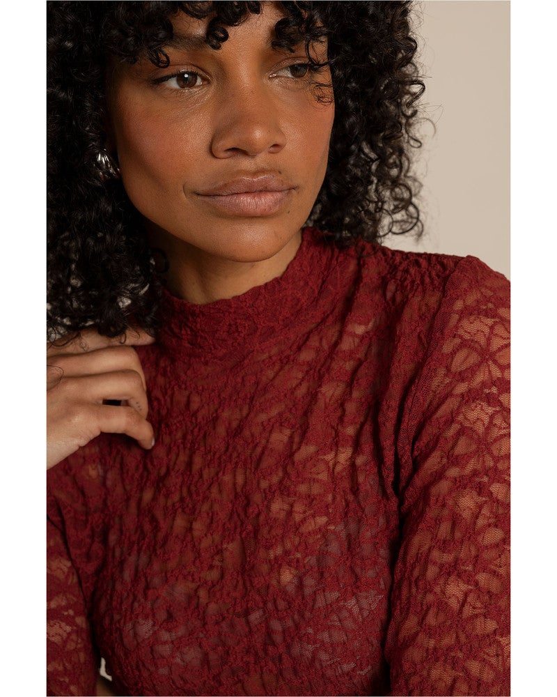 Reagan lace col top Bordeaux Reagan lace col top Bordeaux