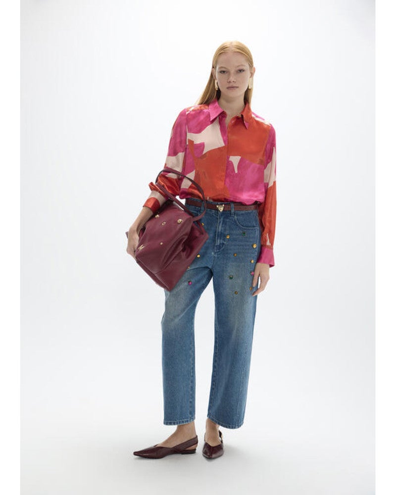 Denim Jeans Met Studs Blauw Denim Jeans Met Studs Blauw