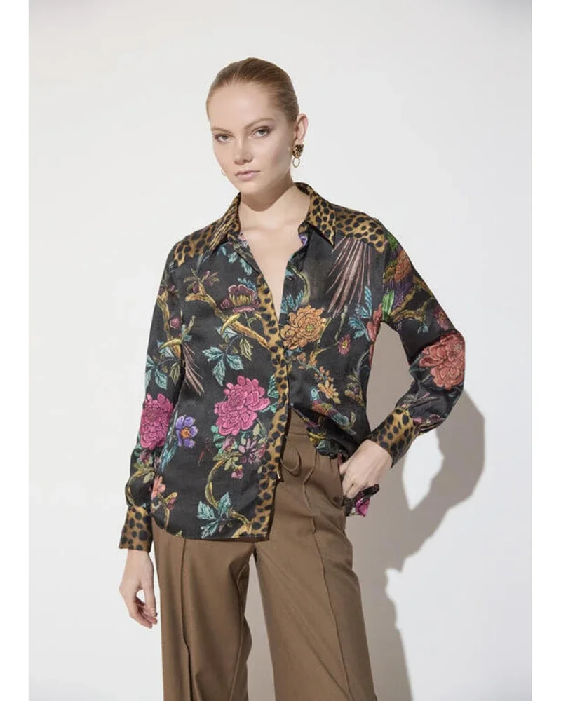 Blouse Met Bloemen Print Zwart 1 Blouse Met Bloemen Print Zwart 1