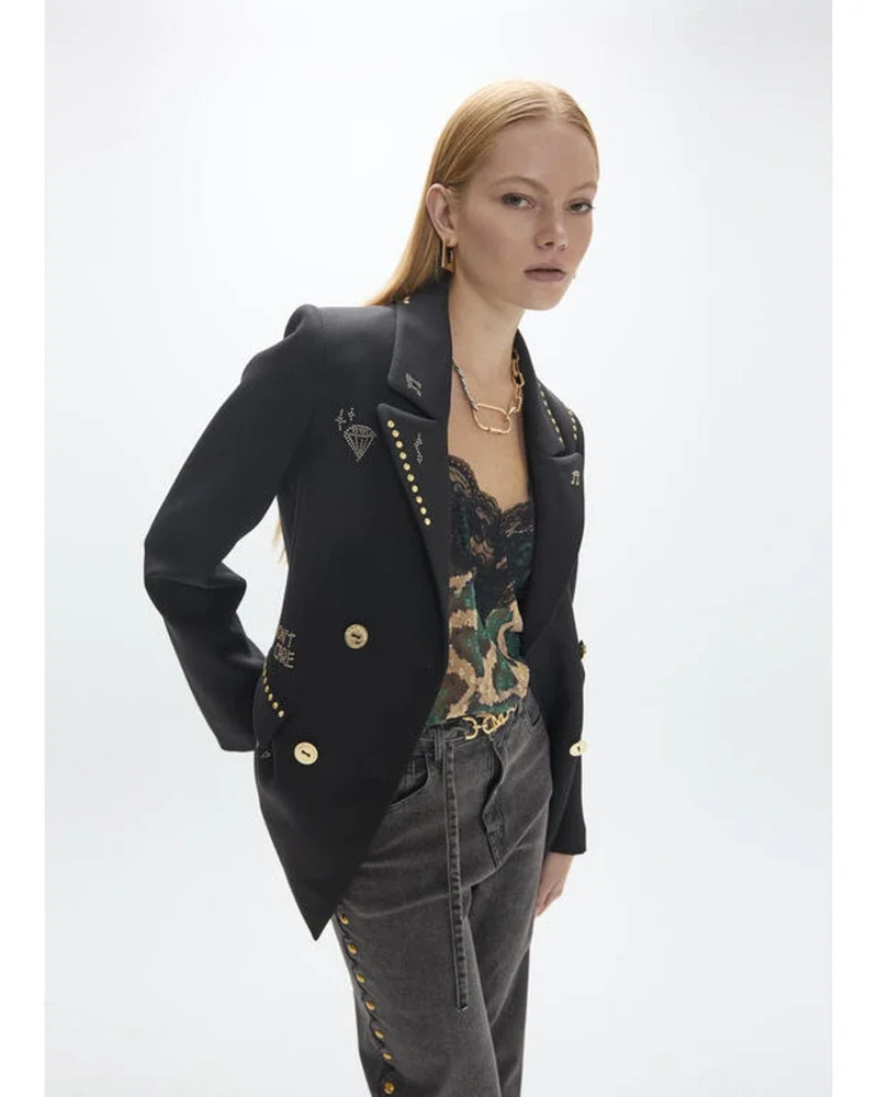 Zwarte Blazer Met Studs Zwart 1 Zwarte Blazer Met Studs Zwart 1