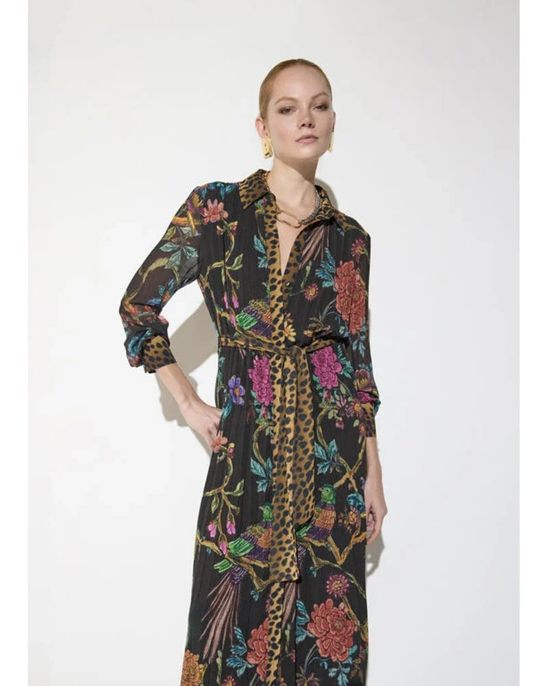 Dress Met Bloemen Print Zwart 1 Dress Met Bloemen Print Zwart 1