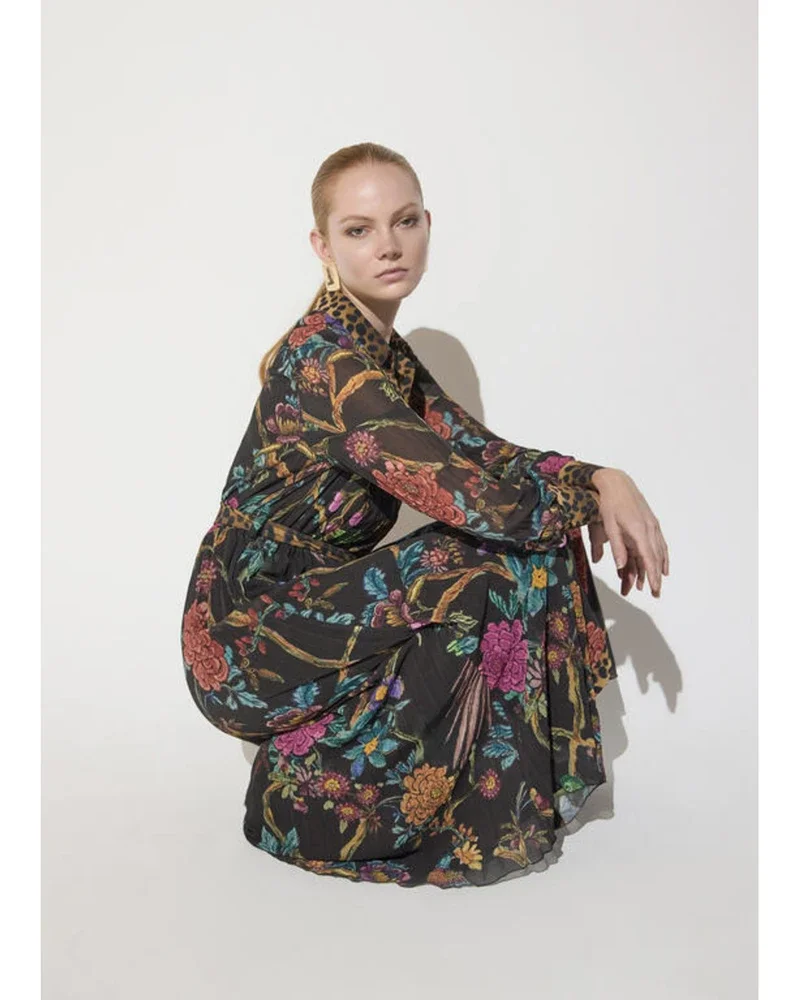 Dress Met Bloemen Print Zwart 1 Dress Met Bloemen Print Zwart 1