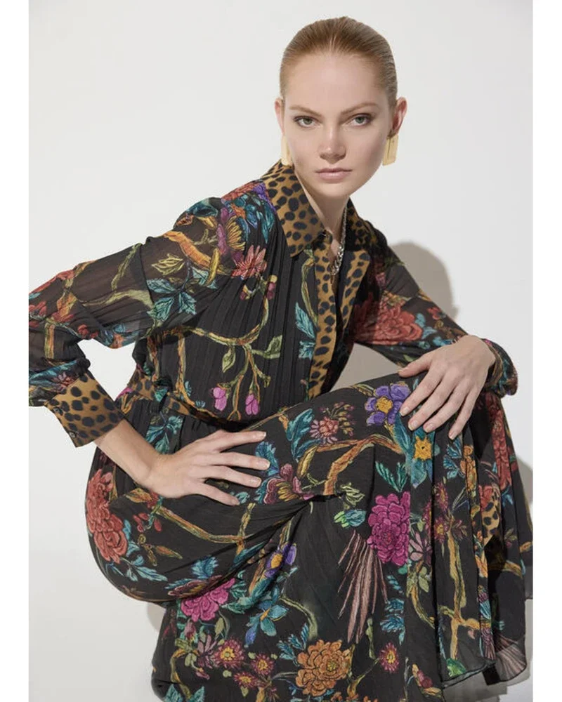 Dress Met Bloemen Print Zwart 1 Dress Met Bloemen Print Zwart 1