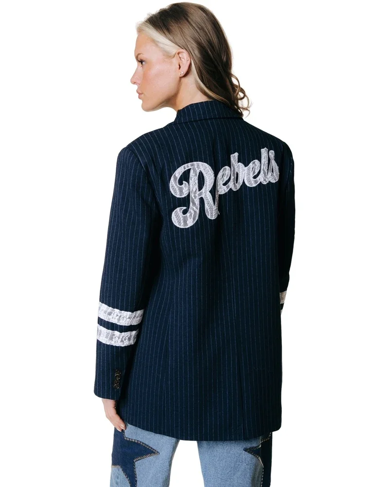 Jesra Pinstripe Single Breasted Blazer Blauw Jesra Pinstripe Single Breasted Blazer Blauw