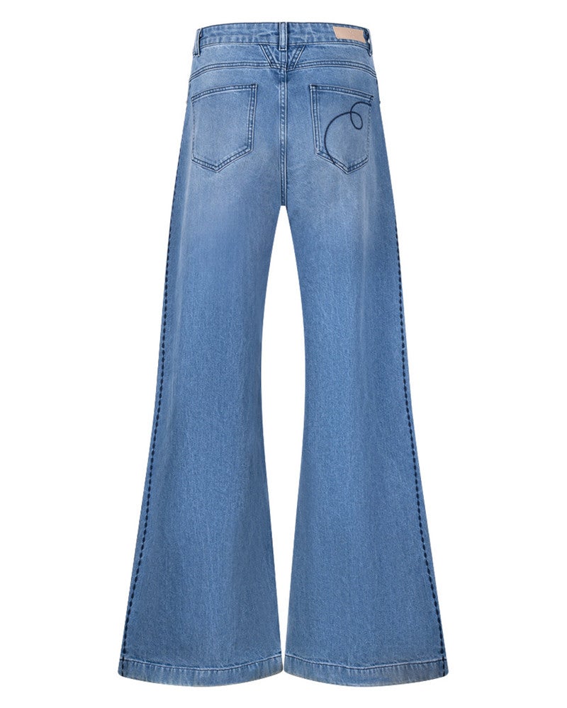 Stevi Pants Embroidery Blauw Stevi Pants Embroidery Blauw